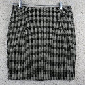 H&M*‎ Women's Backside Zipper Front Button Décor 6" Slit Pencil Skirt~ Size 8